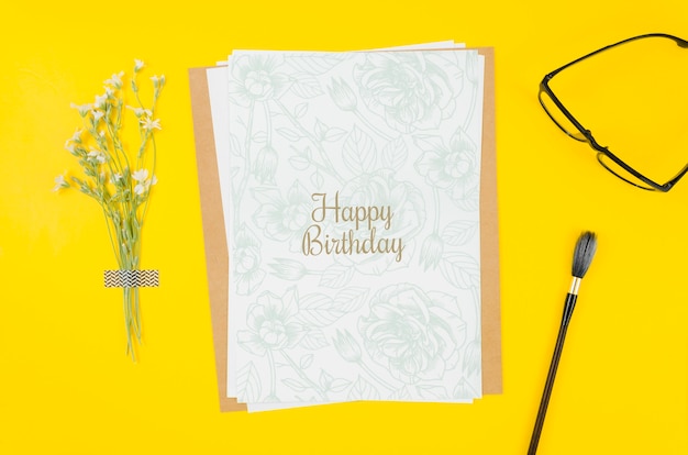 Download Top view birthday card mock-up PSD file | Free Download