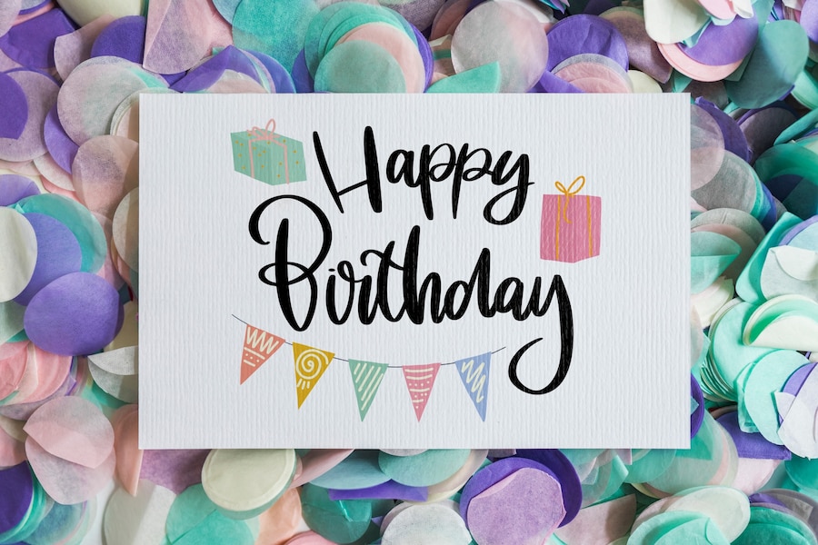 Free PSD | Top view birthday card mockup