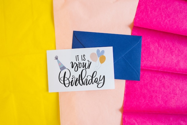 Download Top view birthday card mockup | Free PSD File