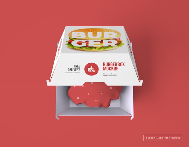 Download Premium Psd Top View Of Burger Box Packaging Mockup PSD Mockup Templates