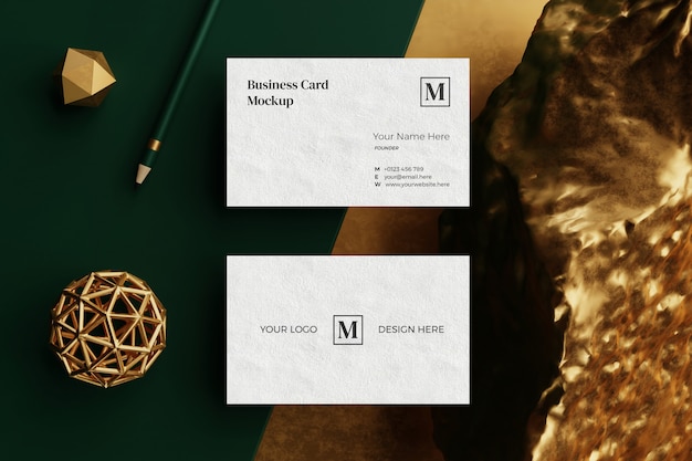 Premium Psd Top View On Business Card Mockup