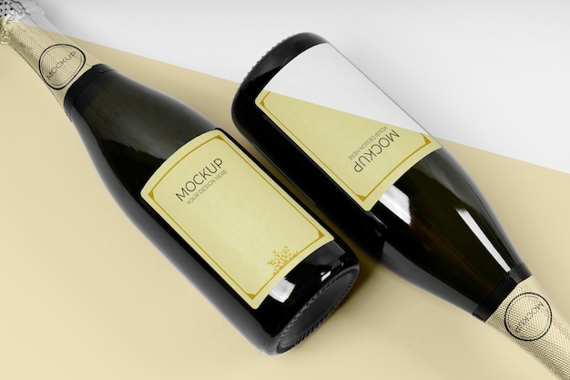 Download Free Psd Top View Champagne Bottles Mock Up