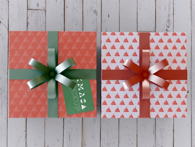 Download Top view of christmas gift boxes mockup | Premium PSD File