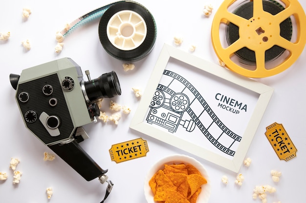 Download Top view cinema frame mockup | Free PSD File