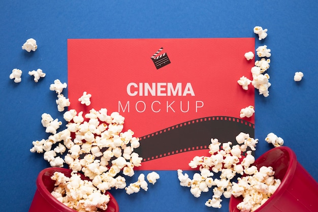 Download Top view cinema mockup with popcorn | Free PSD File