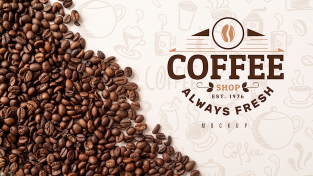 Top view coffee beans on desk | Free PSD File