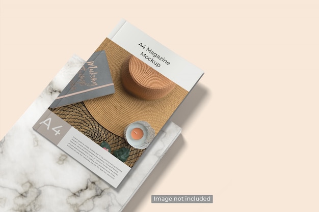 Download Premium PSD | Top view of cover magazine mockup