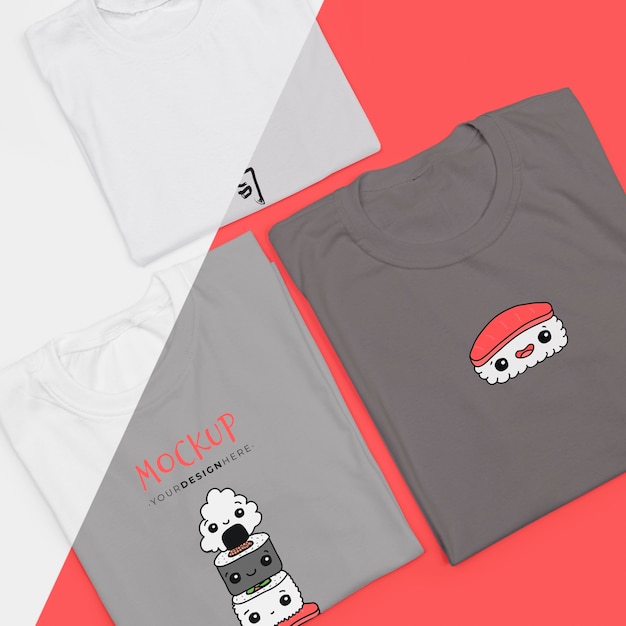 Premium PSD | Top view of cute t-shirt concept mock-up