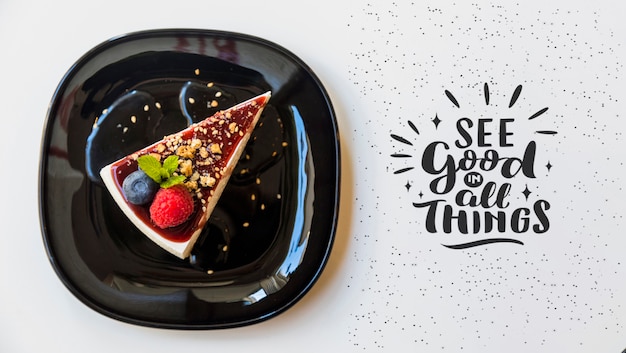 Top view of delicious cheesecake Free Psd