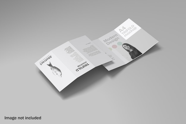 Download Premium PSD | Top view double trifold brochure mockup