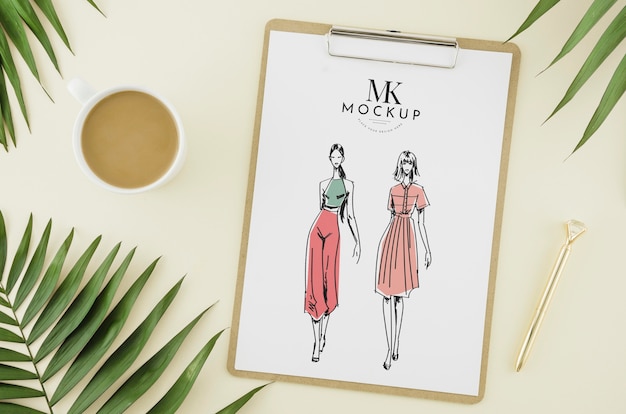 Download Free PSD | Top view fashion drawing with mock-up