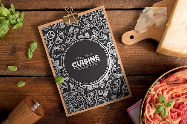 Download Top view of food menu concept mock-up | Free PSD File