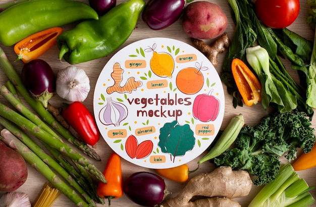 Download Free PSD | Top view of healthy vegetables concept mock-up