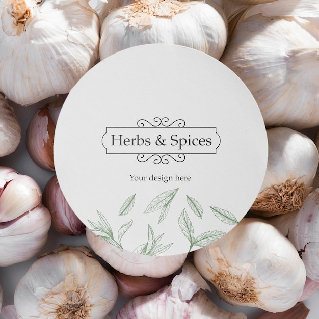 Download Top view herbs and spices with mock-up | Free PSD File