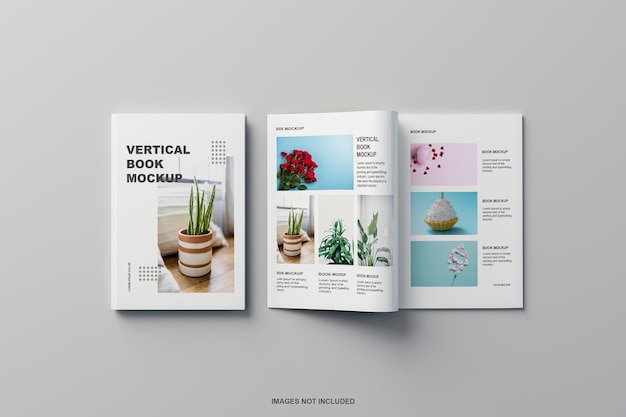 Premium PSD | Top view magazine and book mockup