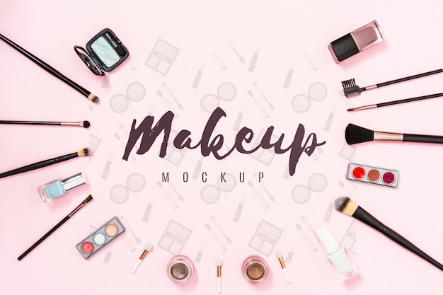 Download Free PSD | Top view of makeup mock-up concept
