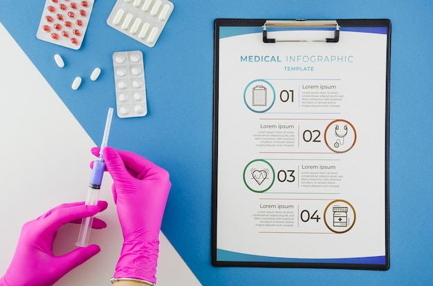 Download Top view medical infographic with mock-up | Free PSD File