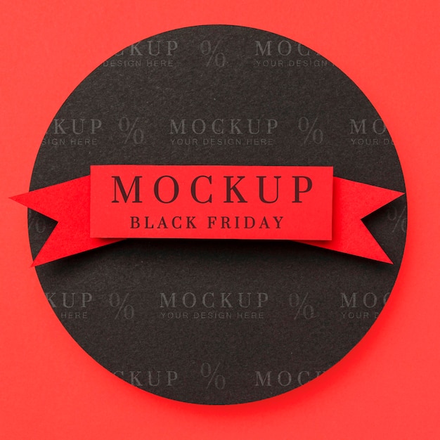 Download Free PSD | Top view mock-up black friday ribbon on red background