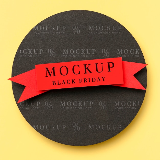 Download Free PSD | Top view mock-up black friday ribbon on yellow ...