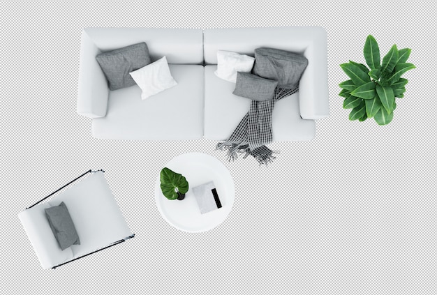 Download Top view of mockup frame with sofa and plant | Premium PSD ...