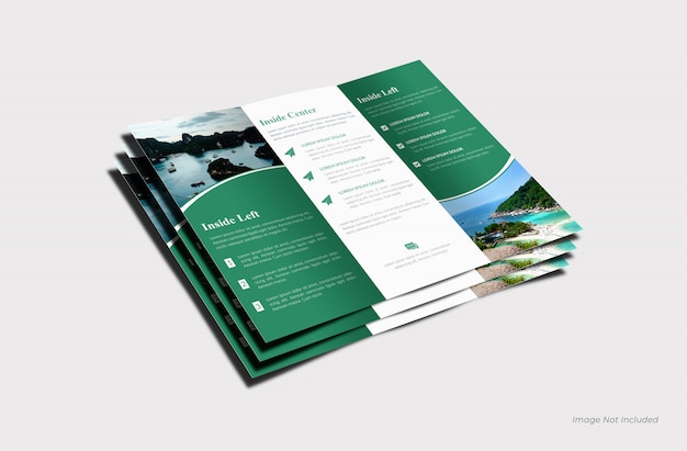 Download Premium PSD | Top-view open trifold brochure mockup