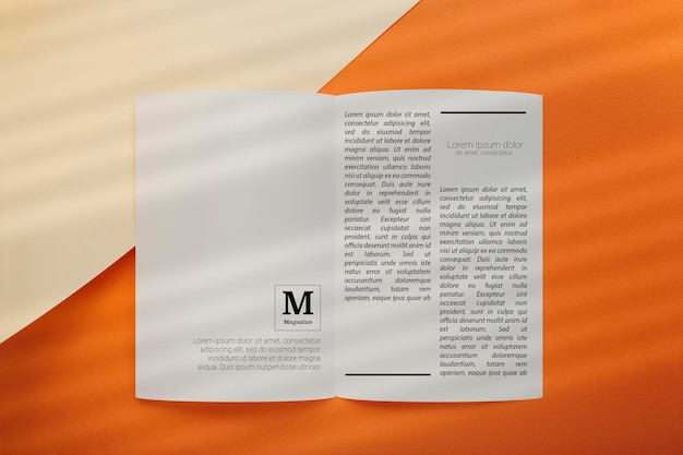 Download Free PSD | Top view of opened editorial magazine mockup