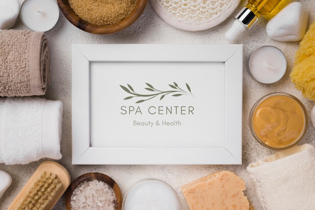 Download Top view of spa concept mock-up | Free PSD File