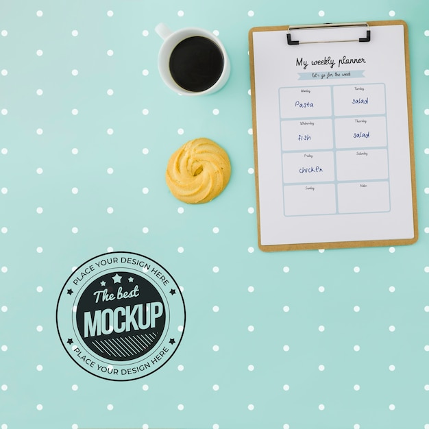 Download Free PSD | Top view weekly planner with mock-up