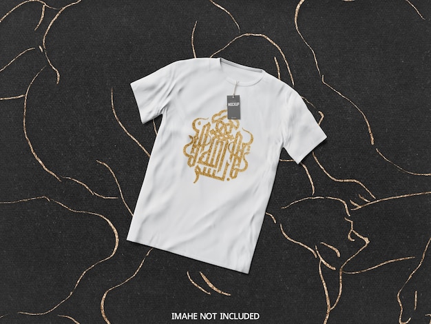 Download Premium PSD | Top view on white t-shirt mockup