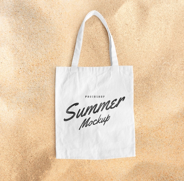 Download Premium Psd Tote Bag On The Beach Mockup