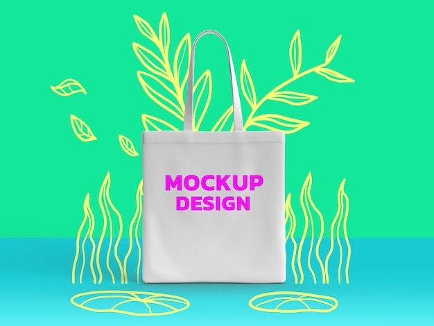 Download Tote bag mockup 3d rendering realistic | Premium PSD File