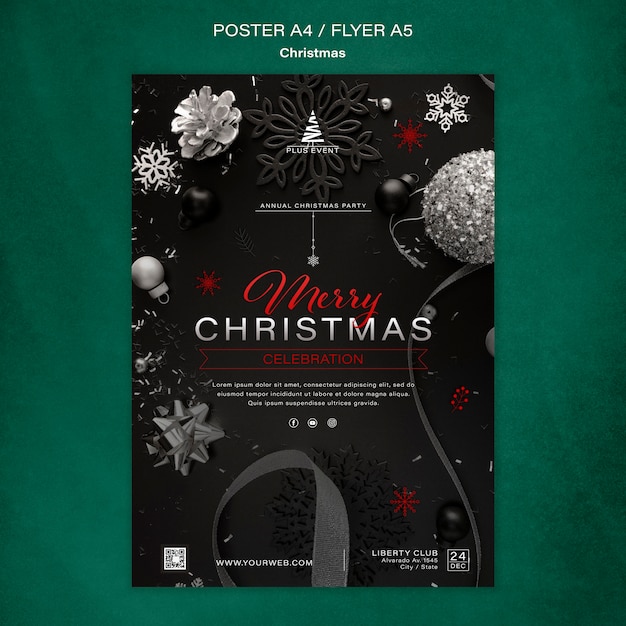 Traditional christmas vertical print template Free Psd