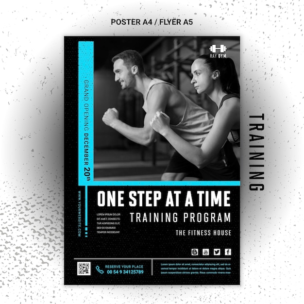 Free PSD Training flyer template with photo