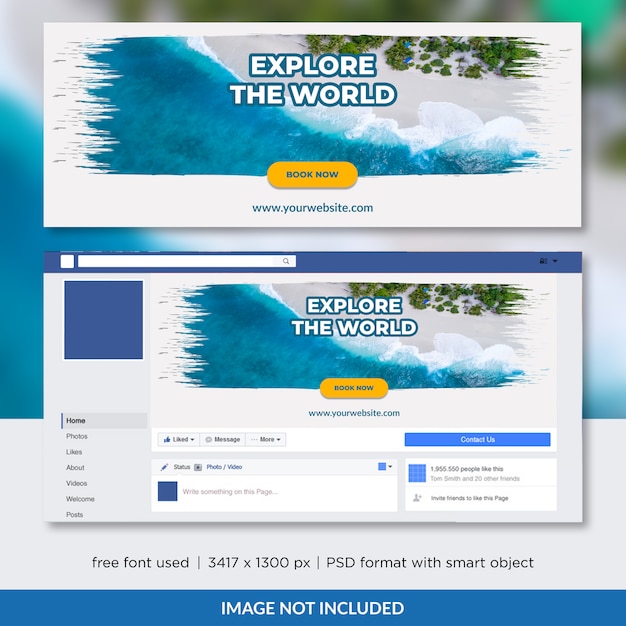 旅行代理店のfacebookタイムラインカバーテンプレートデザイン プレミアムpsdファイル
