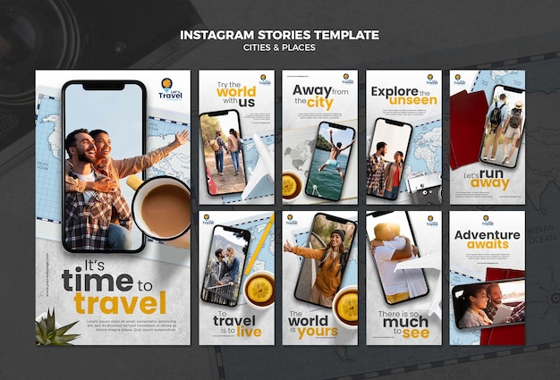 Travel time instagram stories template Premium Psd