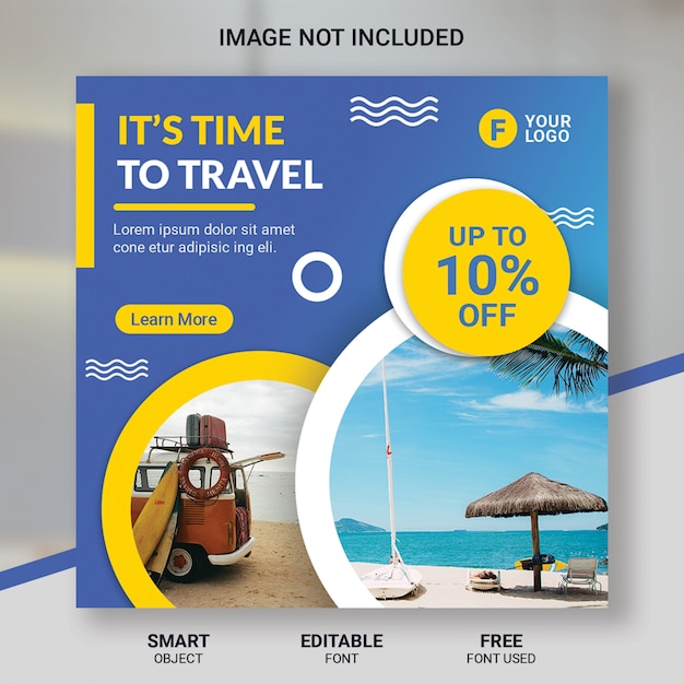 Premium PSD | Travel tour instagram post template