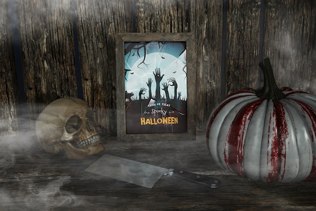 Download Free PSD | Trick or treat spooky halloween mock-up in the mist