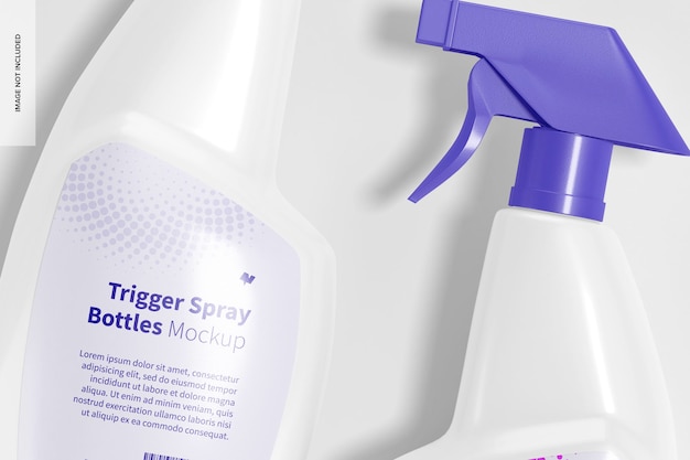 Premium PSD | Trigger spray bottles mockup, close-up