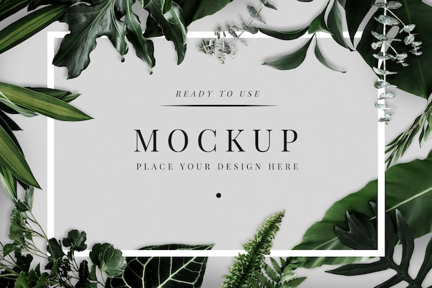 Download Free Psd Tropical Foliage Design Frame Mockup