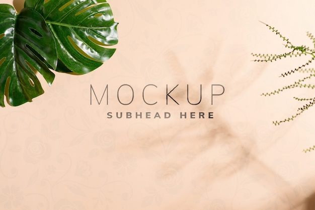 Download Premium Psd Tropical Leaves And Shadows On The Paper Background Mockup