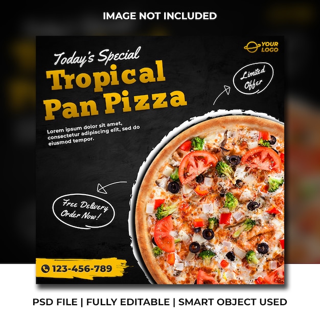 Premium Psd Tropical Pan Pizza Social Media Square Banner Ads