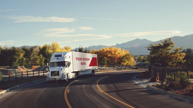 Download Premium PSD | Truck trailer mockup