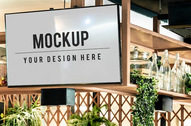 Download Tv screen mockup in a restaurant | Free PSD File