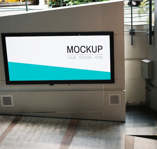 Free Psd Tv Screen Mockup At Walkway