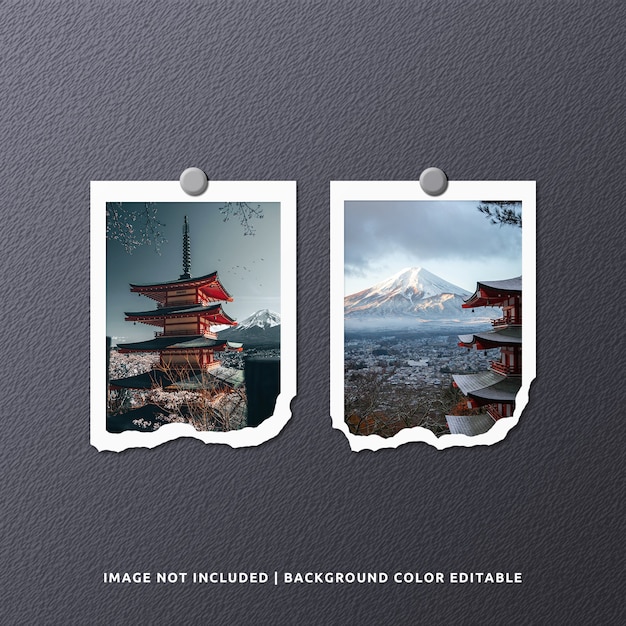 Download Premium PSD | Twin portrait torn paper frame photo mockup