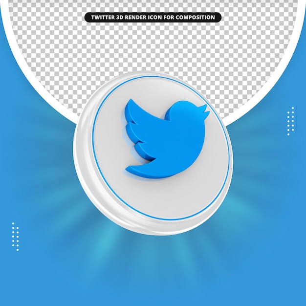 Premium PSD | Twitter 3d render icon for composition