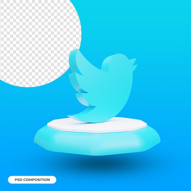 Premium PSD | Twitter app icon isolated in 3d rendering