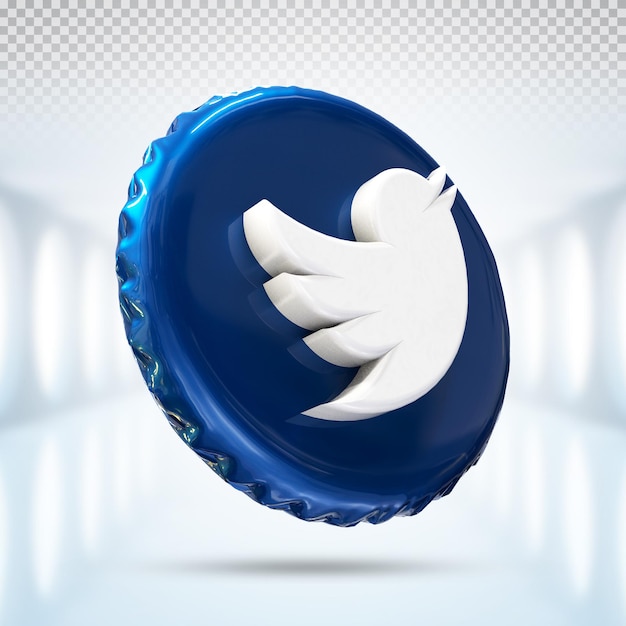 Premium PSD | Twitter logo icon 3d social media in modern style color blue