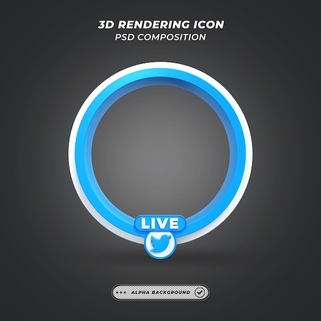 Premium PSD | Twitter social media live video streaming frame in 3d