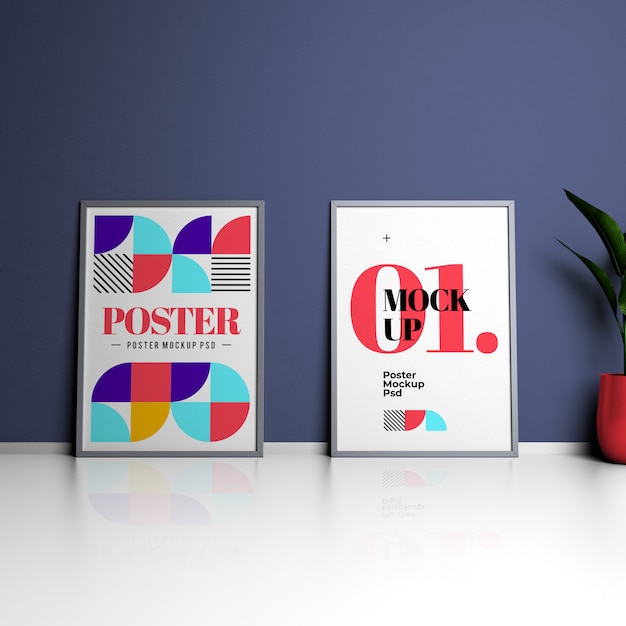 Premium PSD | Two 3d rendering posters mockups